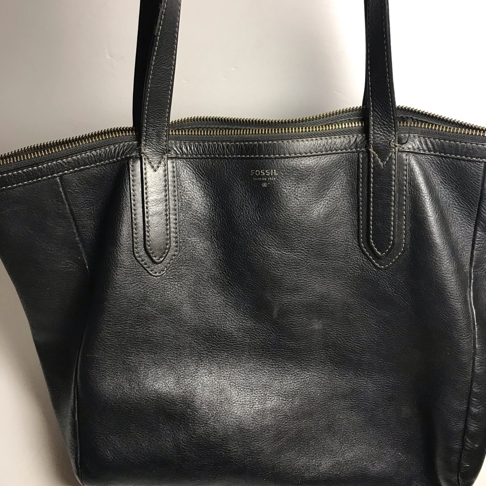Black leather Sydney Fossil Tote
